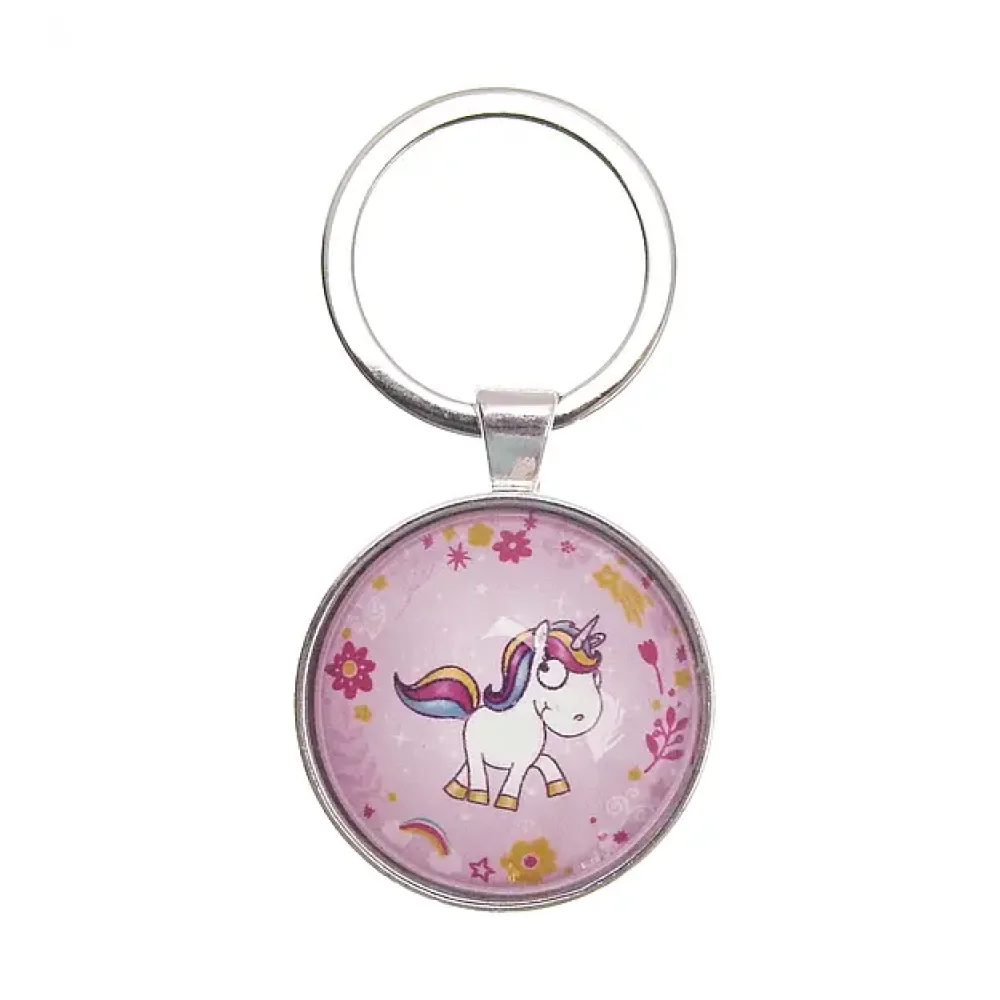 laufendes Einhorn auf Schlüsselanhänger rosa