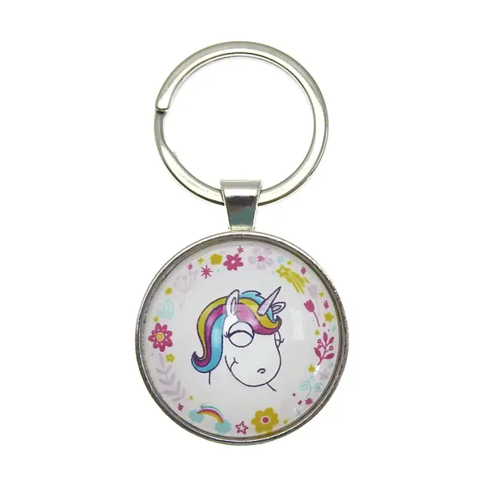 niedliches Einhorn auf Schlüsselanhänger weiß