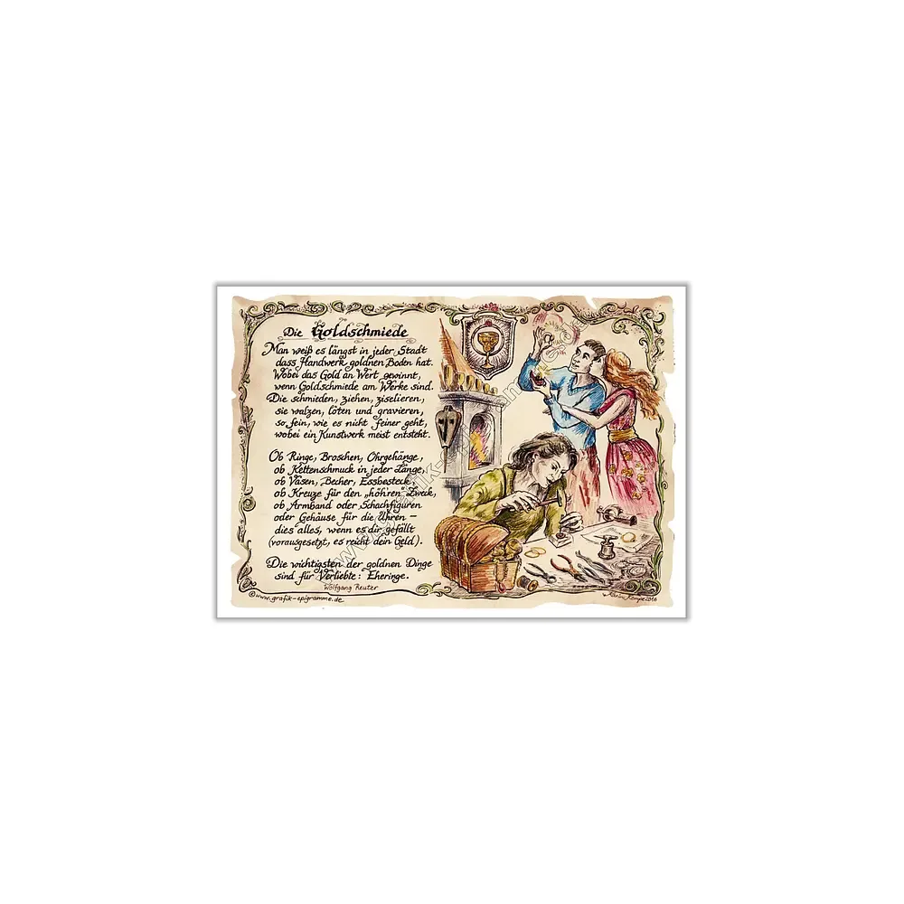 Zunftbild Goldschmiede auf Antikpapier im A4-Format