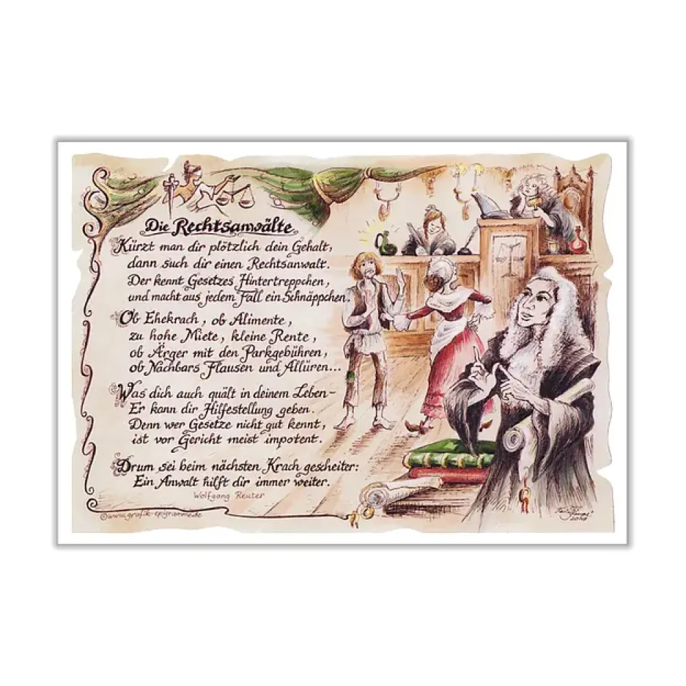 Zunftbild Jurist auf Antikpapier im A4-Format