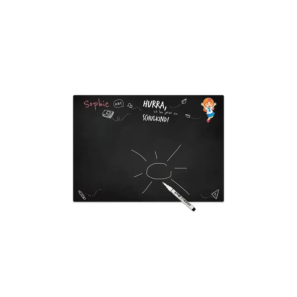 Geschenk zur Einschulung - Kreidetafel für Mädchen - Format A3 - für Mädchen