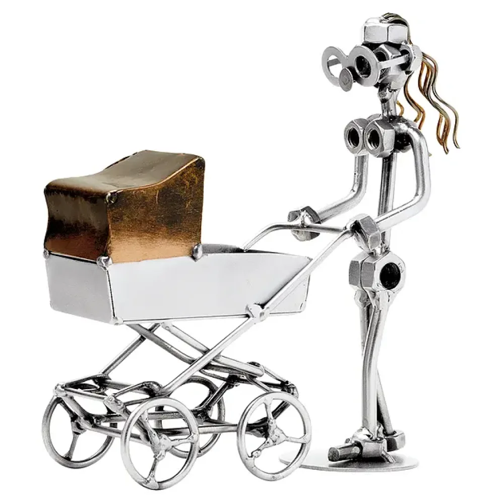 Schraubenmännchen Frau mit Kinderwagen
