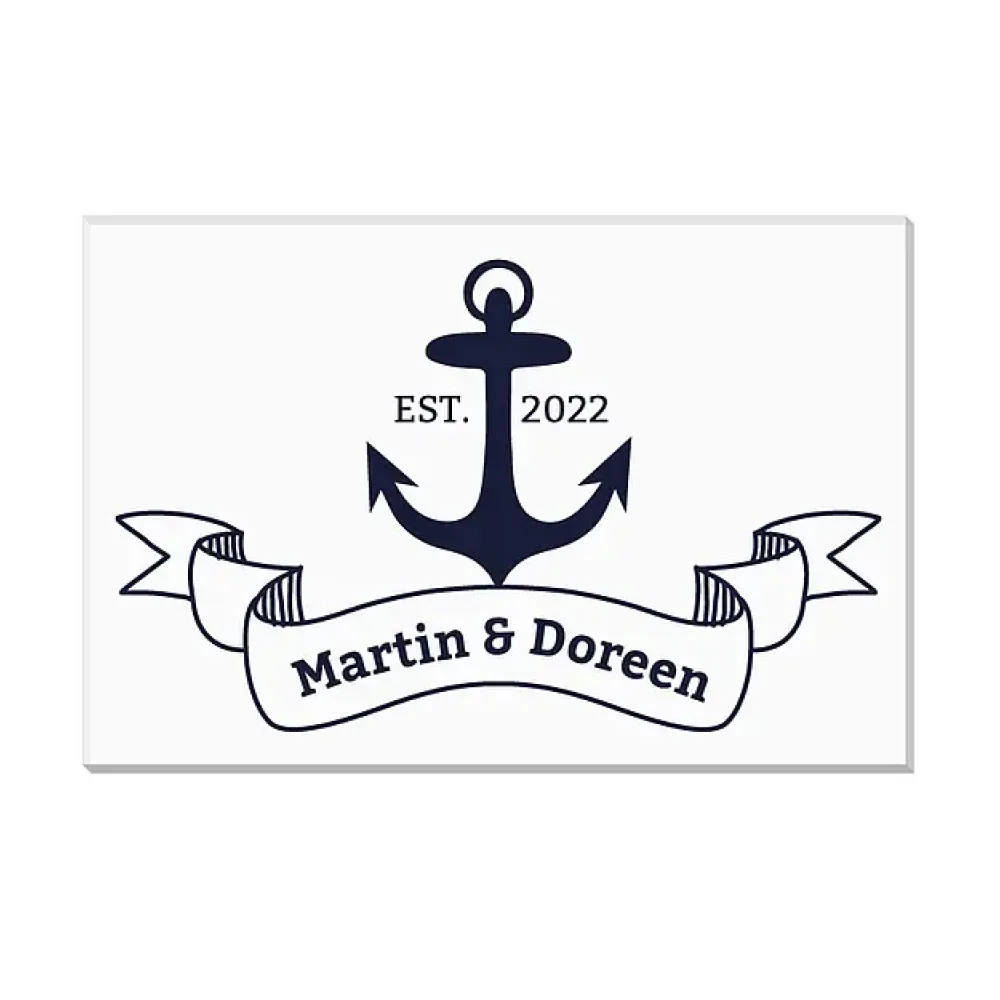 Maritime Acrylplatte zur Hochzeit mit Anker, Namen und Datum Variante 2 - Querformat