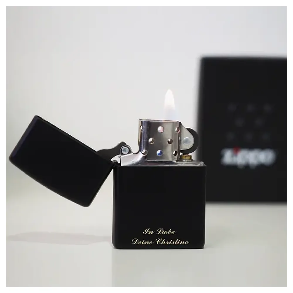 Feuerzeug ZIPPO schwarz mit Gravur