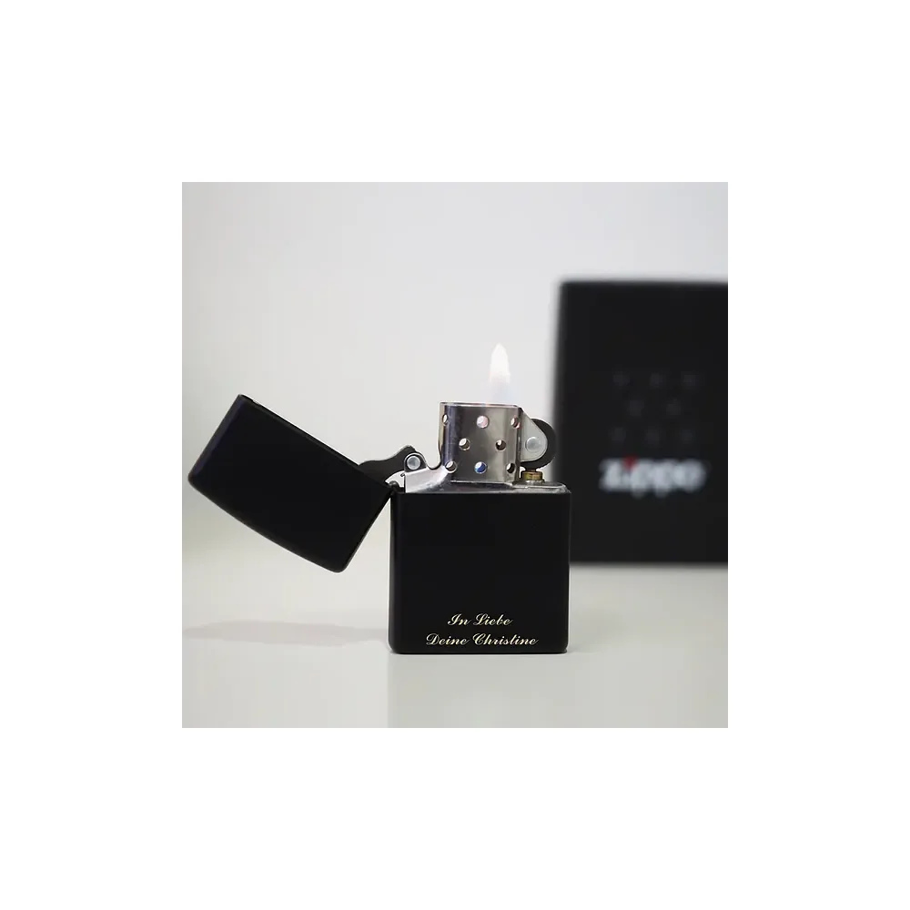 Feuerzeug ZIPPO schwarz mit Gravur