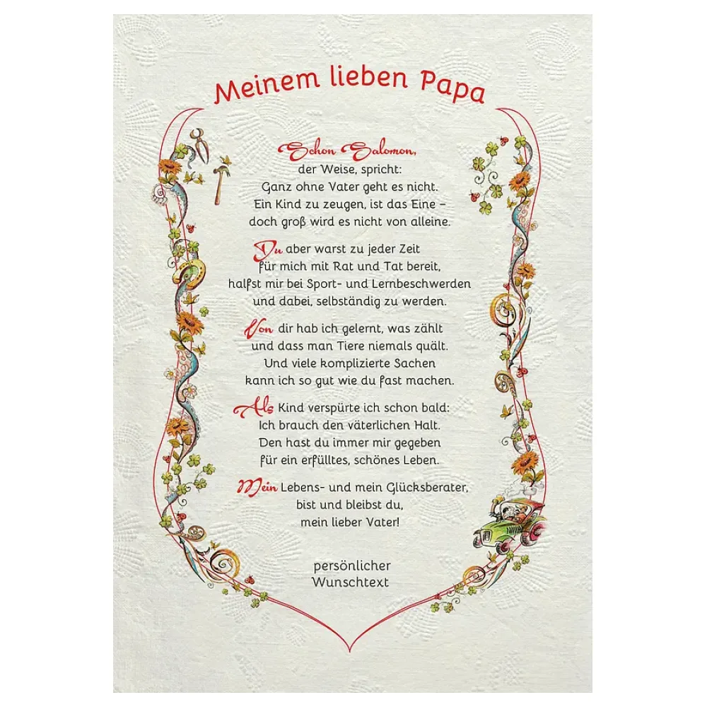 Urkunde für den geliebten Papa - modern