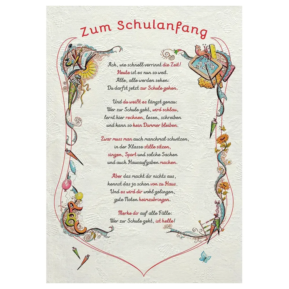 Urkunde zur Schuleinführung / Schulanfang