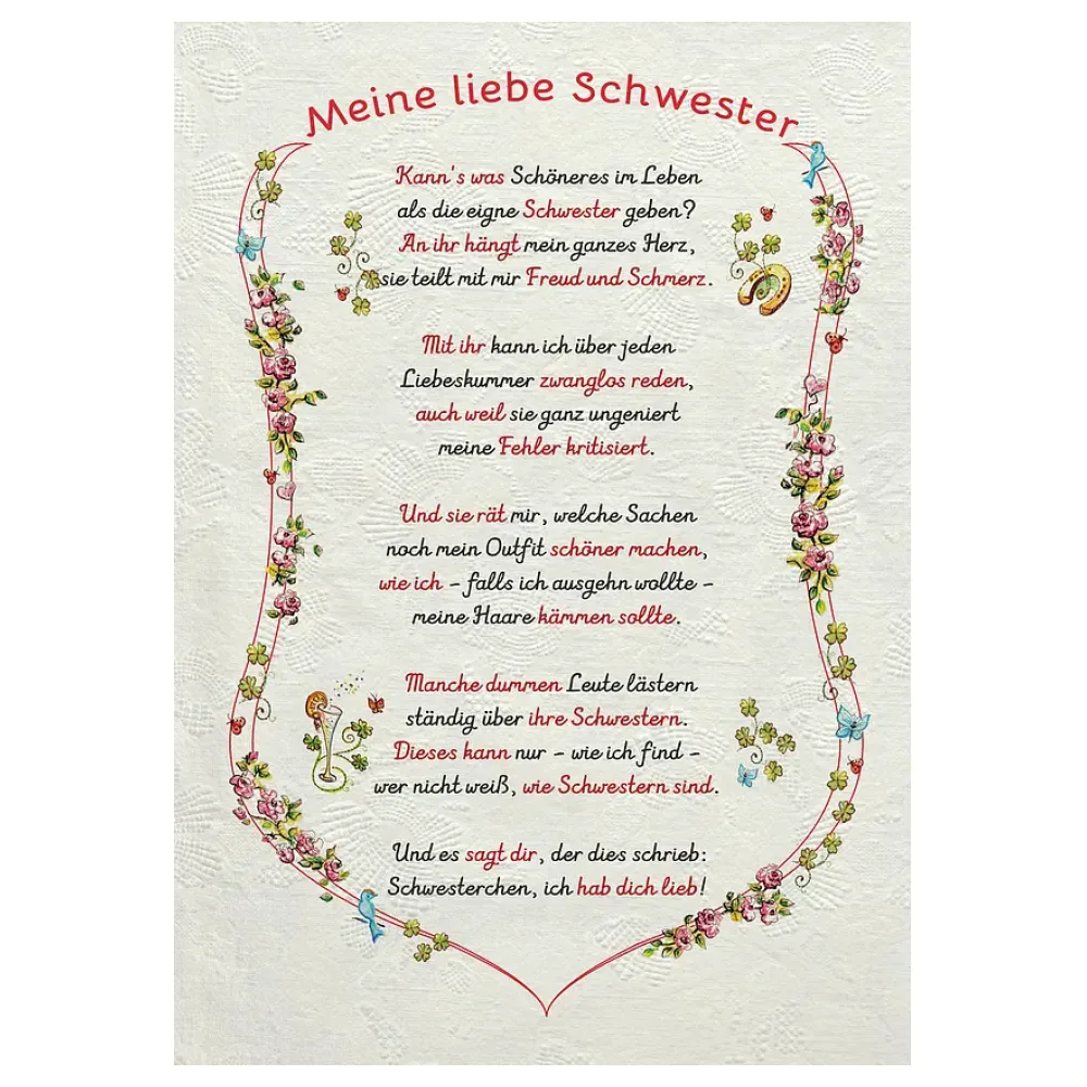 Auszeichnung für die liebe Schwester - modern