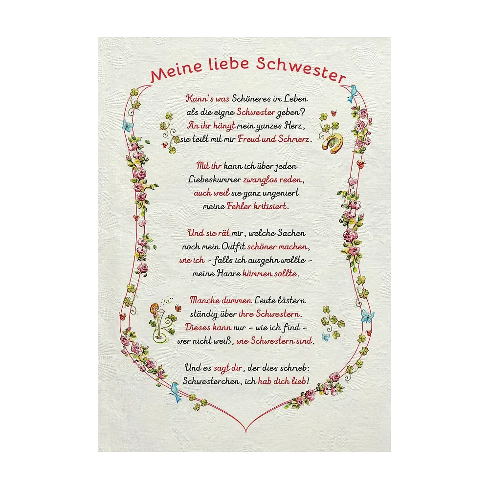 Auszeichnung für die liebe Schwester - modern