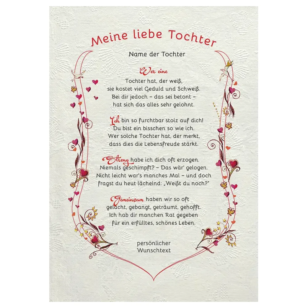Auszeichnung für die liebe Tochter - modern