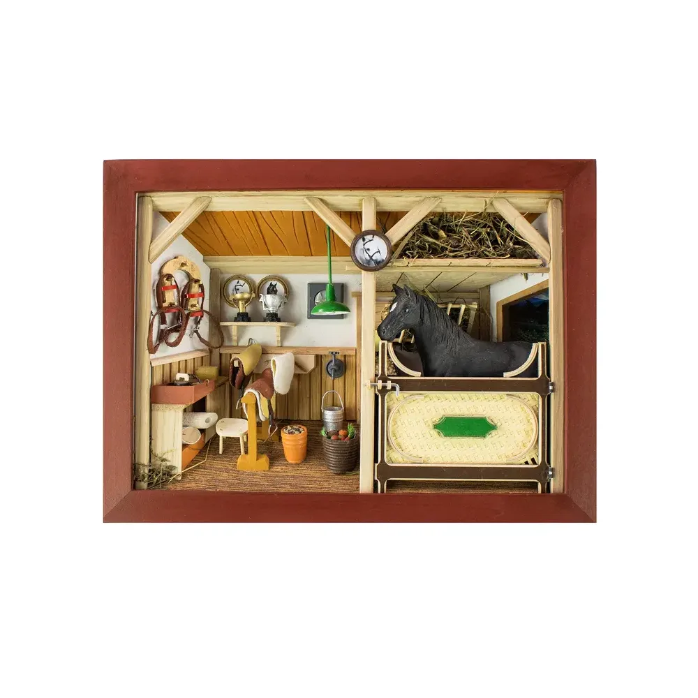 3D-Holzbild Pferdestall