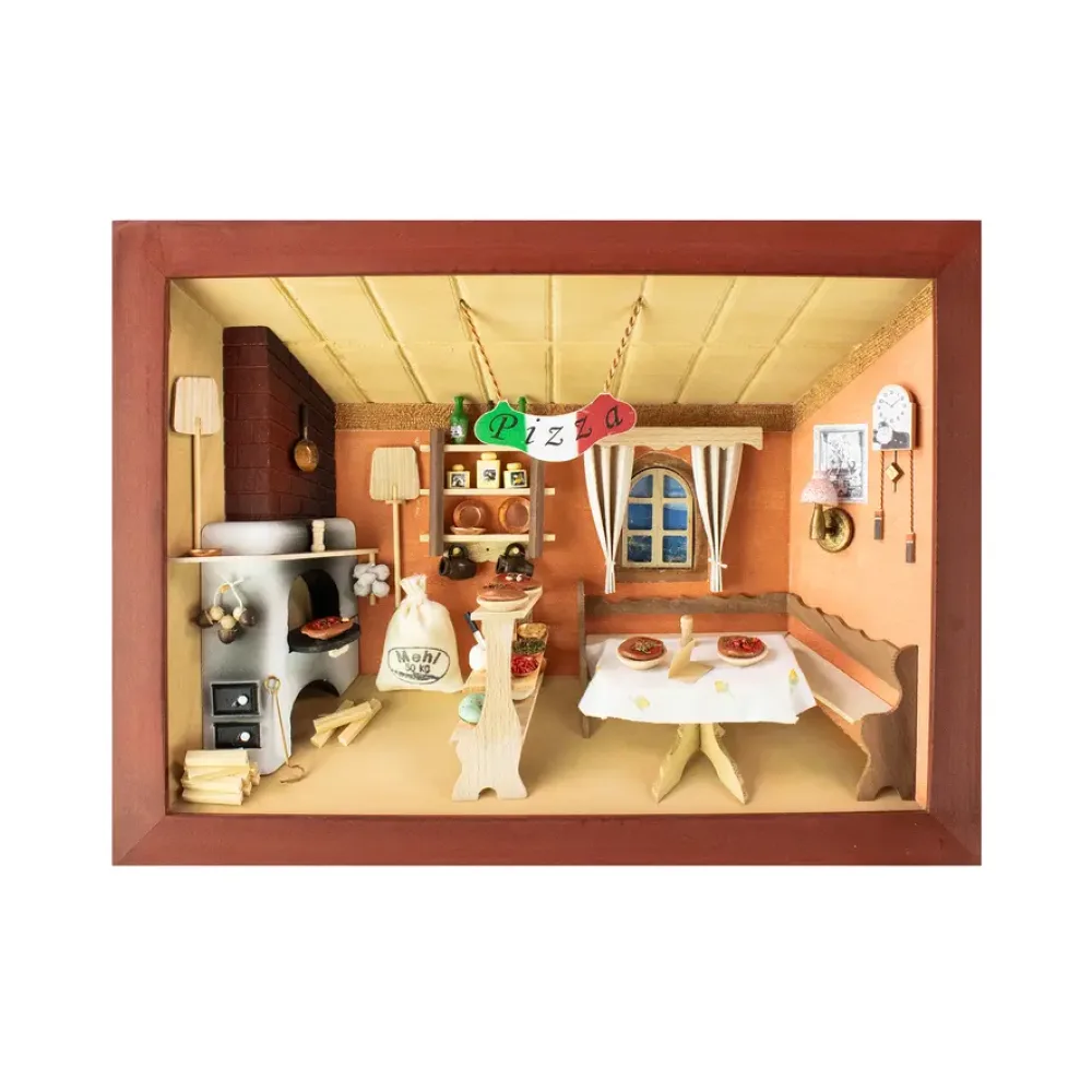 3D-Holzbild Pizzeria