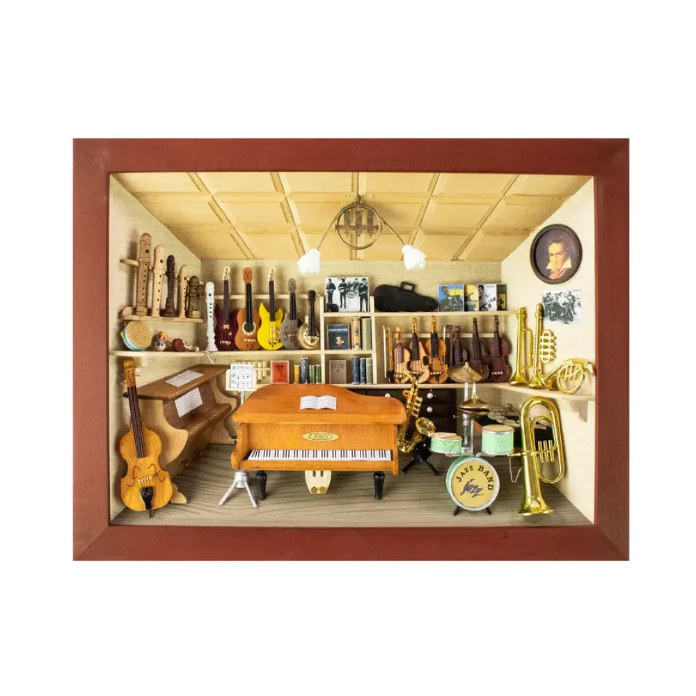 3D-Holzbild Musikladen