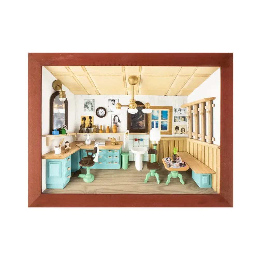 3D-Holzbild Friseur