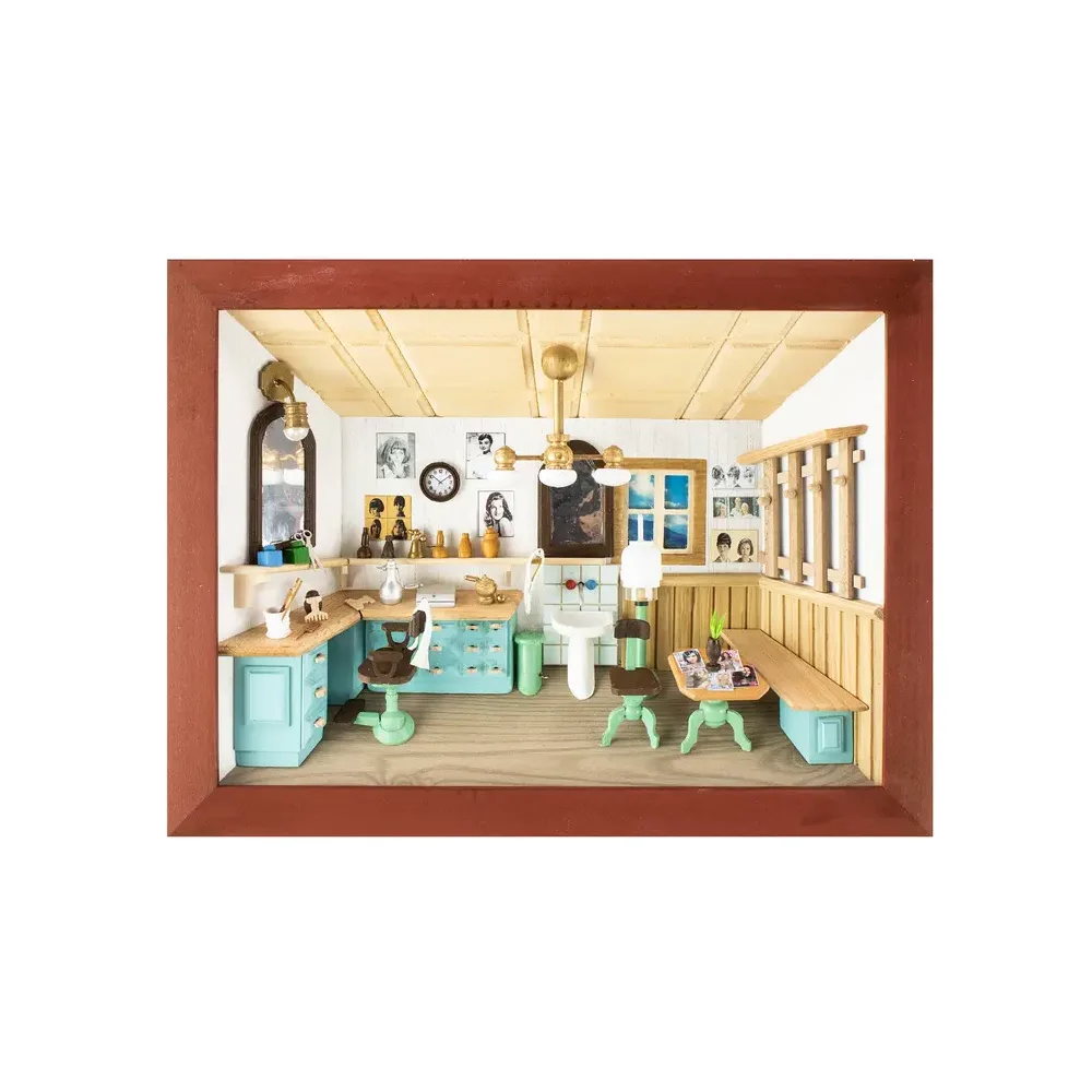 3D-Holzbild Friseur