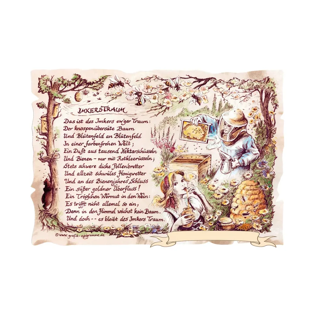 Zunftbild Imkerstraum auf Antikpapier im A4-Format