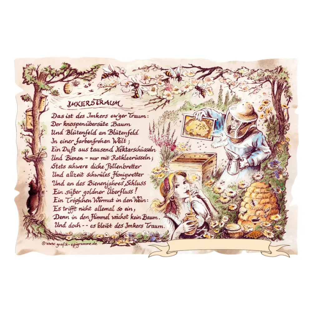 Zunftbild Imkerstraum auf Antikpapier im A4-Format