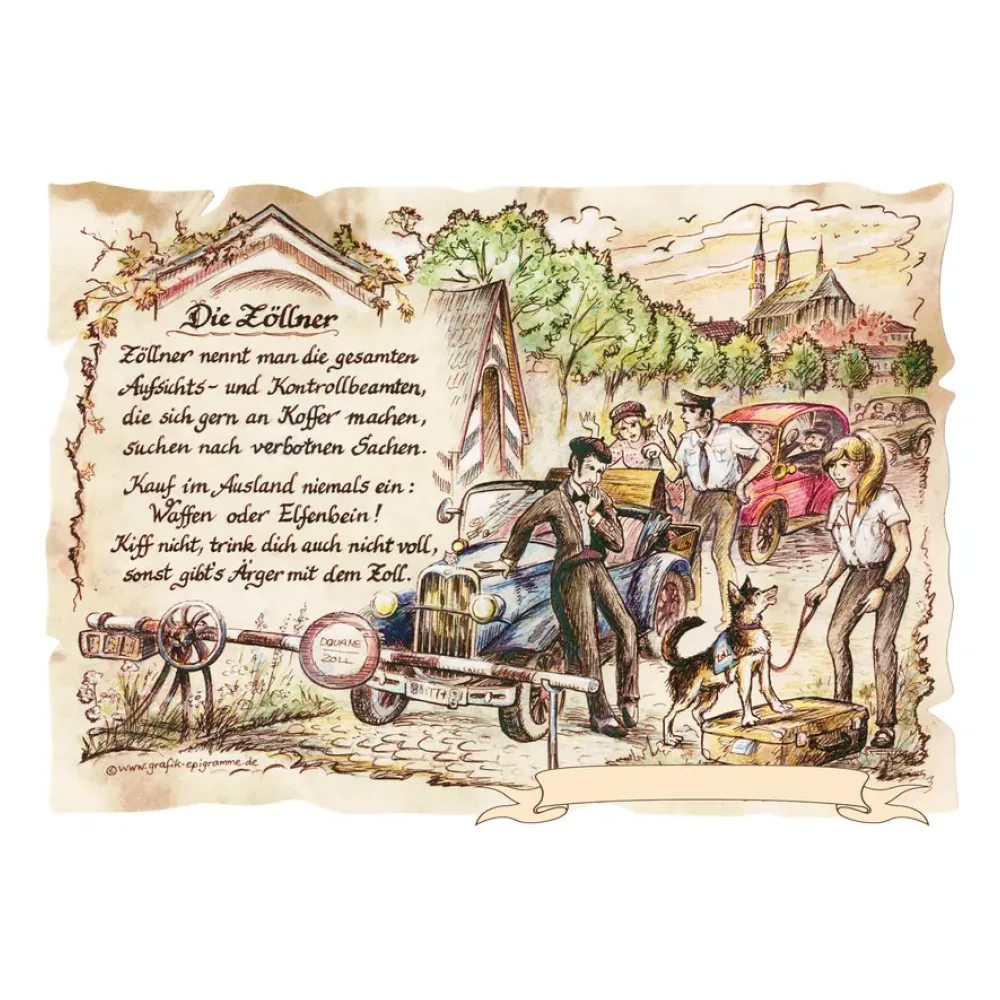 Zunftbild Zöllner auf Antikpapier im A4-Format