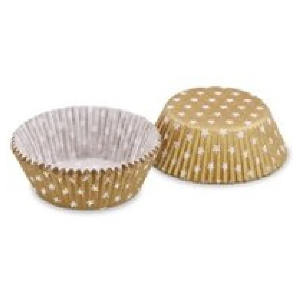 Muffinkapseln Gebäckkapseln Gold mit weißen Sternen O 50 x 30 mm, 40 Stk. – Bild 3