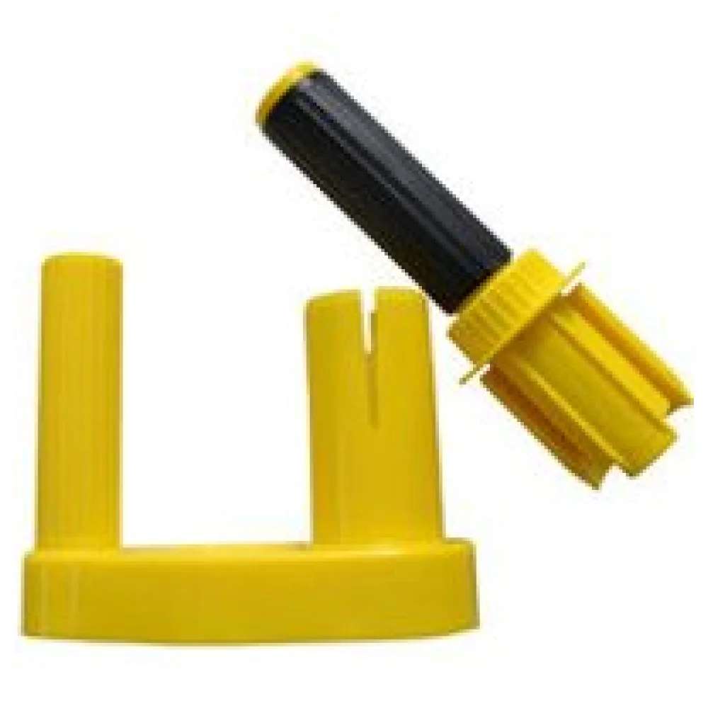 Abroller-Griffset für Handwickelfolie Stretchfolie, Kunststoff gelb/grün – Bild 3