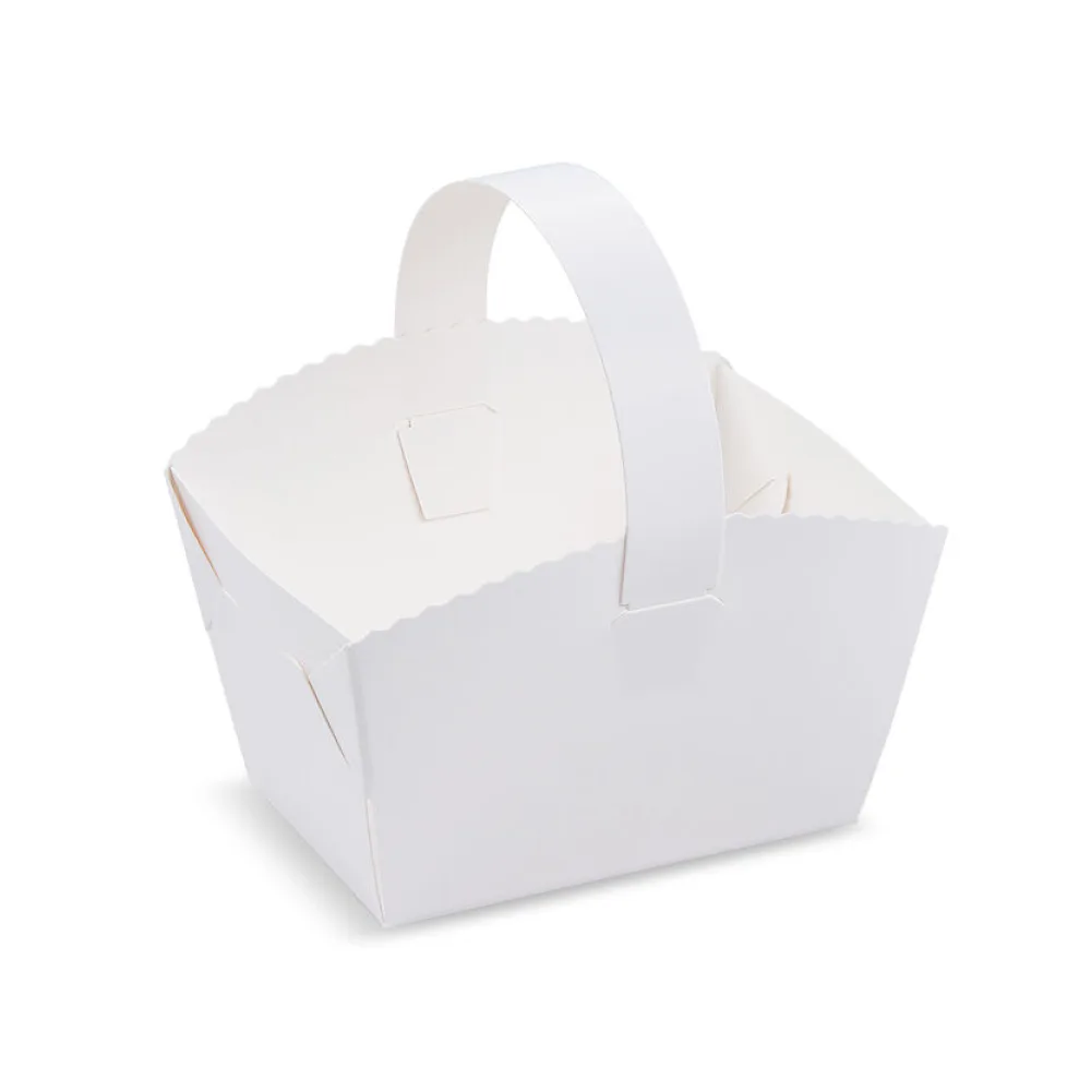 Gebäckkörbchen Tragebox mit Henkel für Brötchen 10x8x6cm, weiß, 50 Stk. – Bild 2