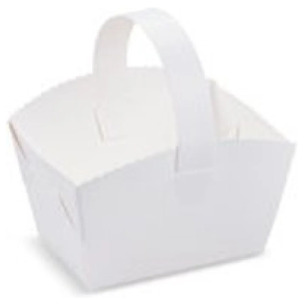 Gebäckkörbchen Tragebox mit Henkel für Brötchen 10x8x6cm, weiß, 50 Stk. – Bild 3