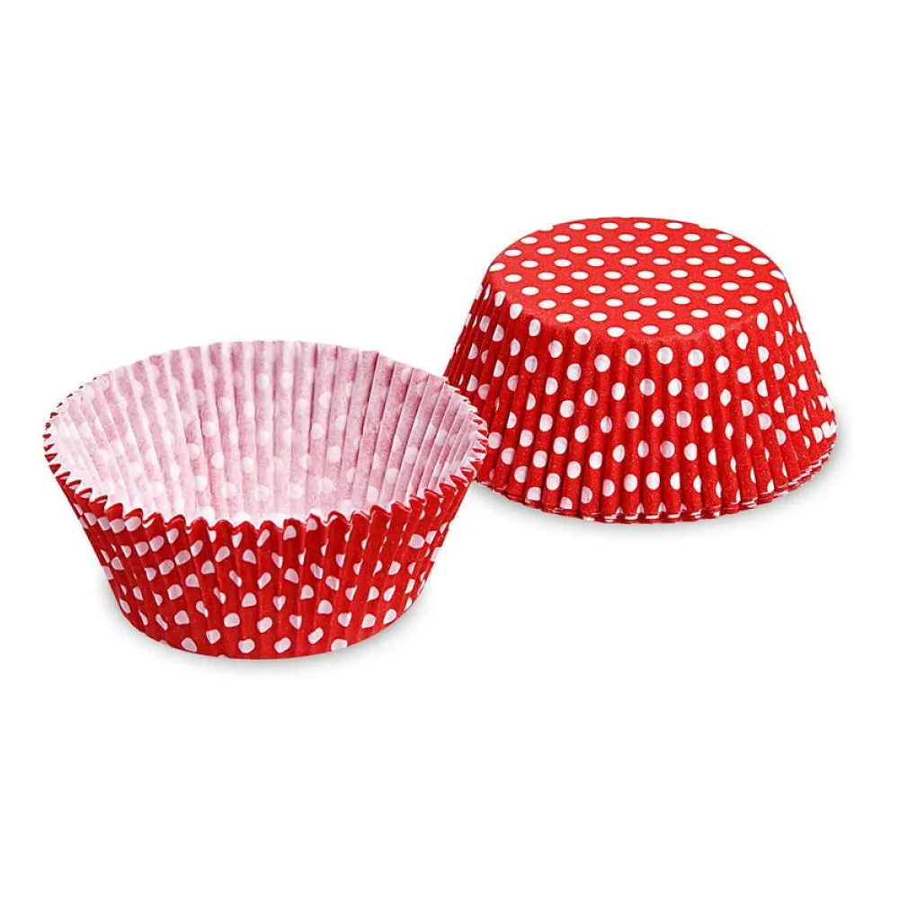 Muffinkapseln Gebäckkapseln Rot mit weißen Punkten O 50 x 30 mm, 40 Stk. – Bild 2