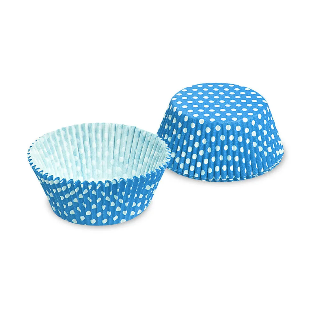 Muffinkapseln Gebäckkapseln Blau mit weißen Punkten O 50 x 30 mm, 40 Stk. – Bild 2