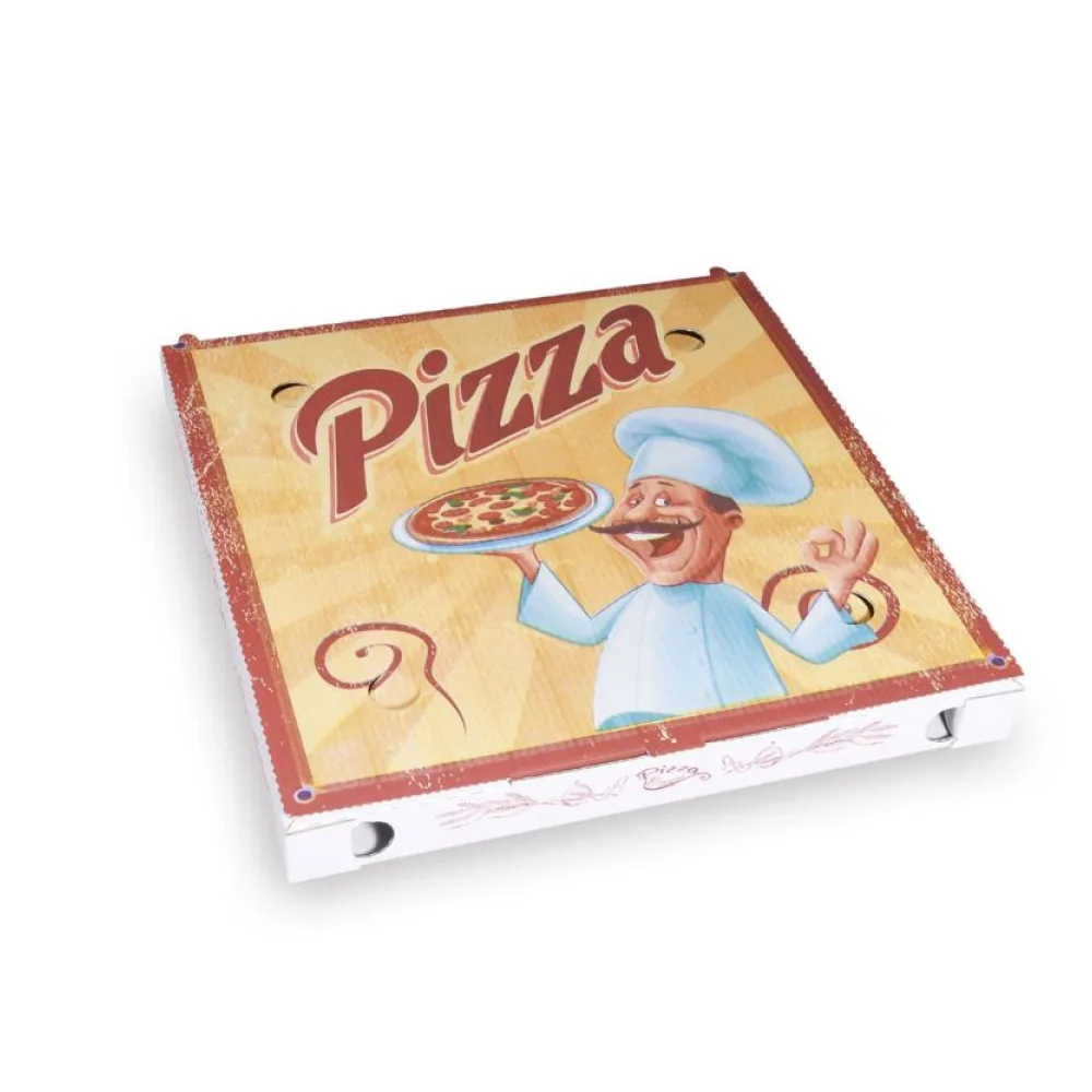 Pizzakarton aus Mikrowellpappe mit neutralem Motiv, 29,5 x 29,5 x 3 cm, 100 Stk. – Bild 2