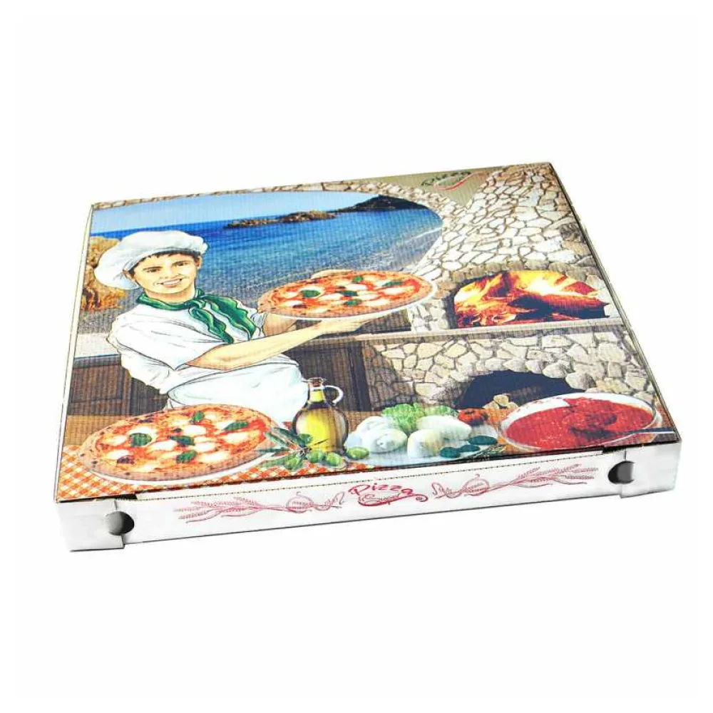 Pizzakarton aus Mikrowellpappe mit neutralem Motiv, 40 x 40 x 4 cm, 100 Stk. – Bild 2