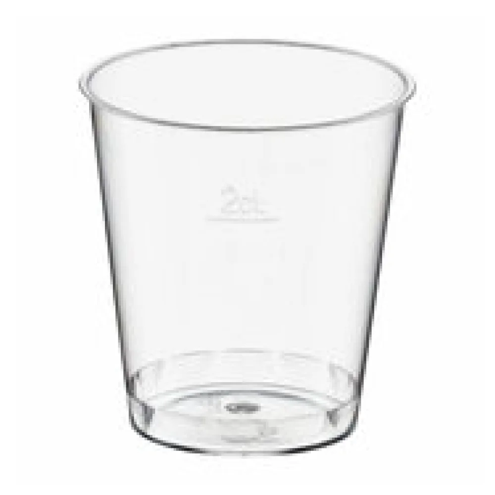 Einweg-Schnapsglas 2cl, PS, mit Eichstrich, transparent glasklar, 50 Stk.