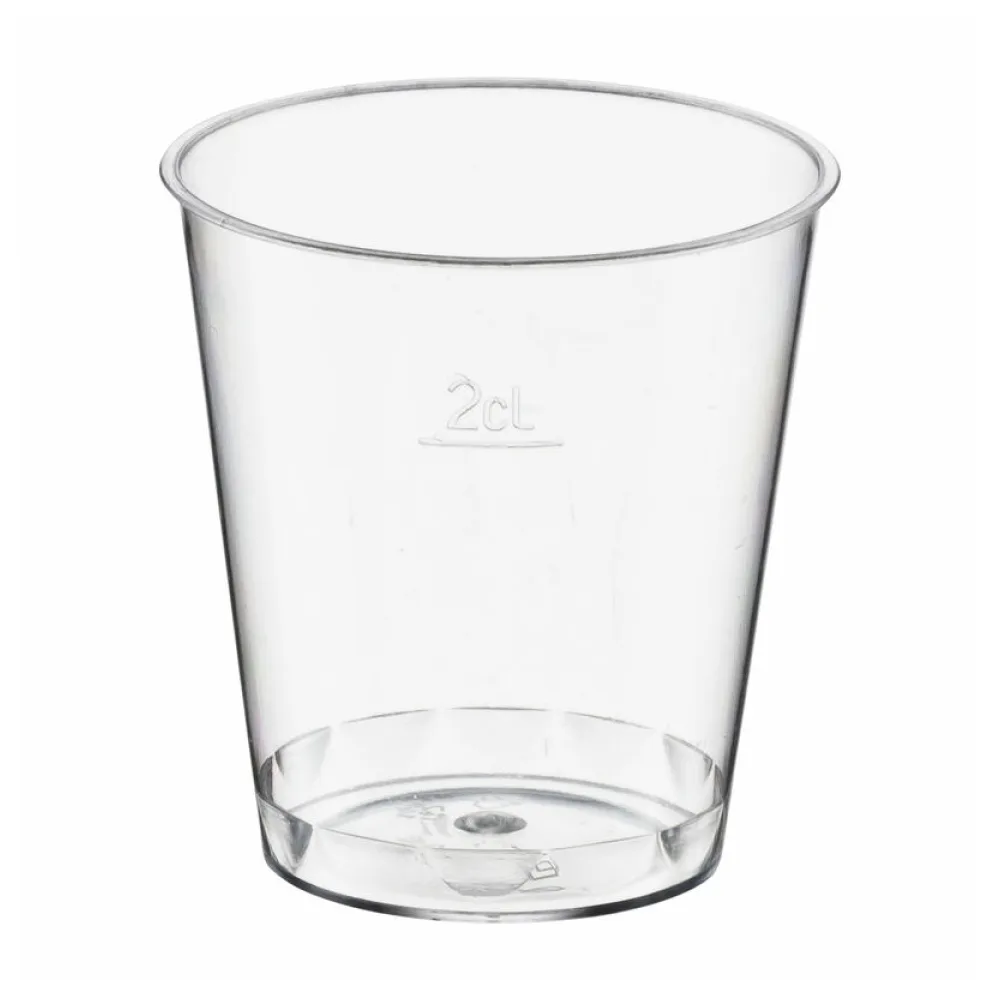 Einweg-Schnapsglas 2cl, PS, mit Eichstrich, transparent glasklar, 50 Stk. – Bild 2