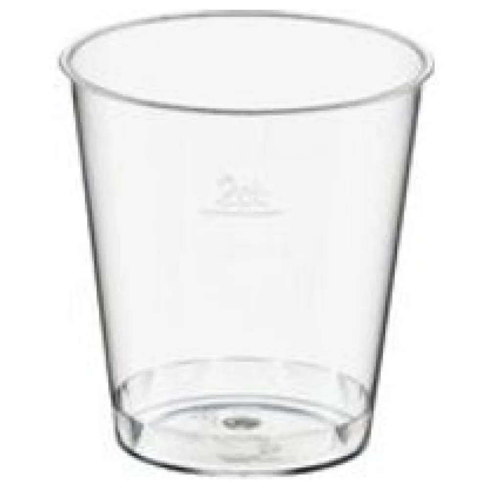 Einweg-Schnapsglas 2cl, PS, mit Eichstrich, transparent glasklar, 50 Stk. – Bild 3