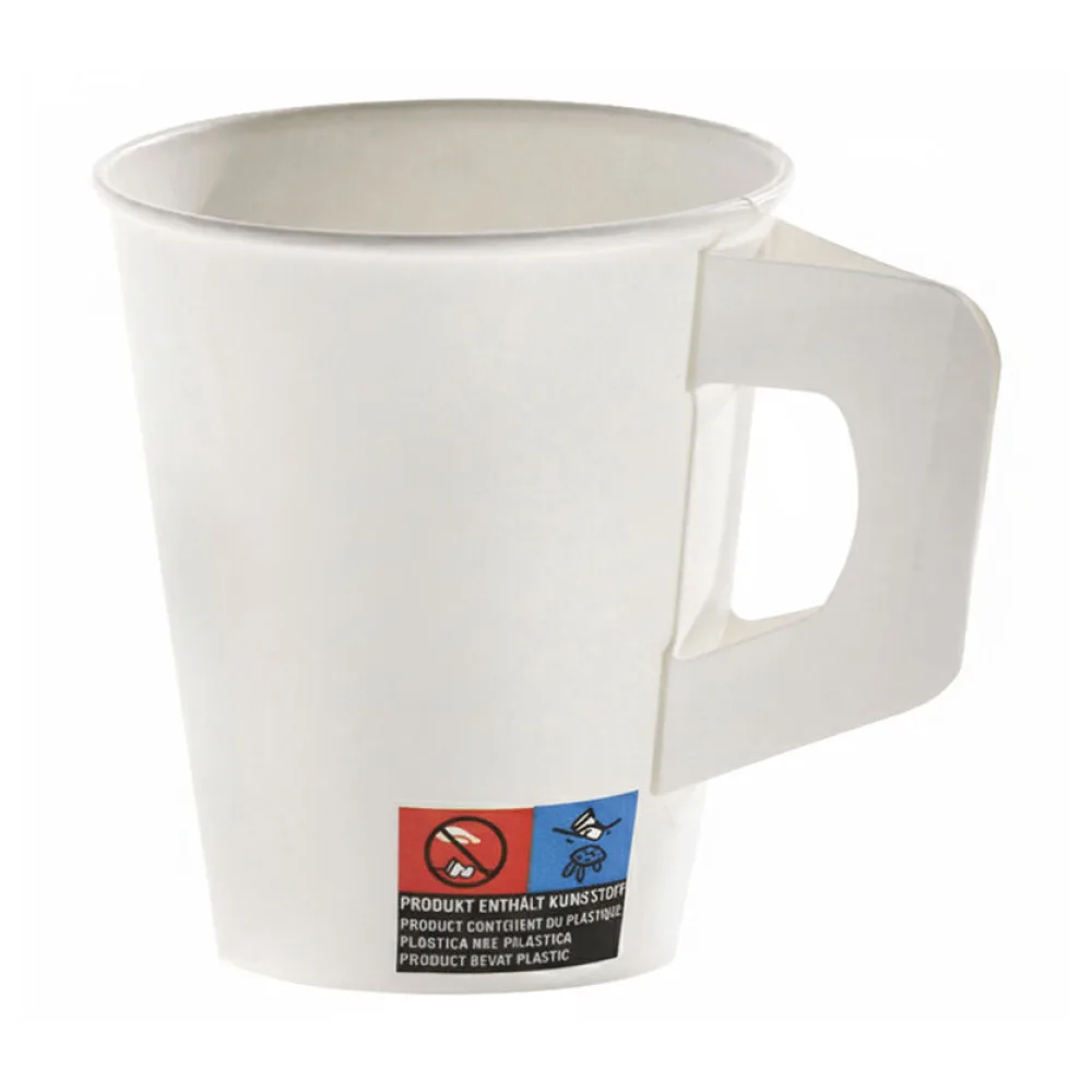 Henkelbecher Kaffeebecher weiß, Pappe beschichtet, 180 ml, 80 Stk. – Bild 2