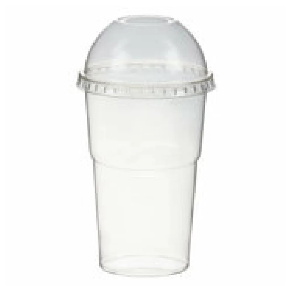 Smoothiebecher + Domdeckel mit Öffnung 300 ml, O 78mm, PET, glasklar, 50 Stk.
