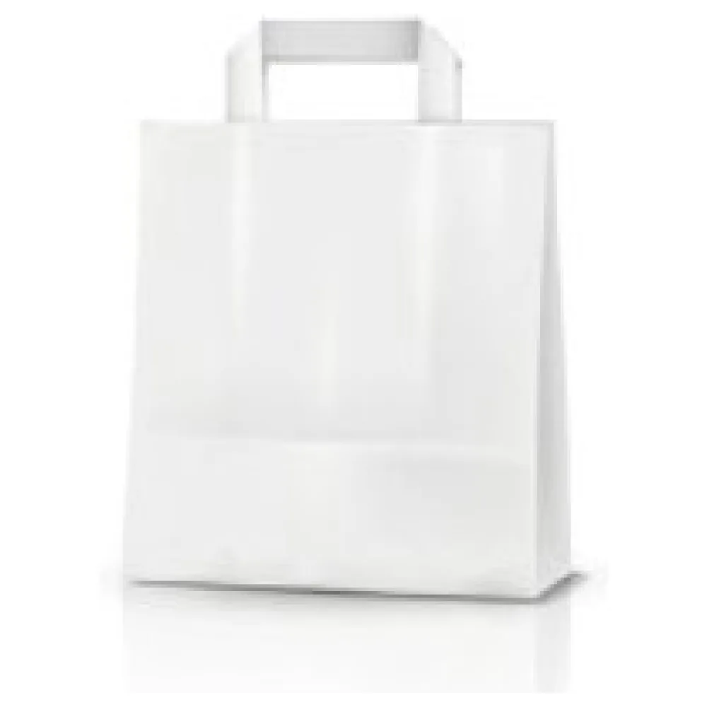 Papiertragetaschen aus Kraftpapier, 220+100x280mm, weiß 70 gr. – Bild 3