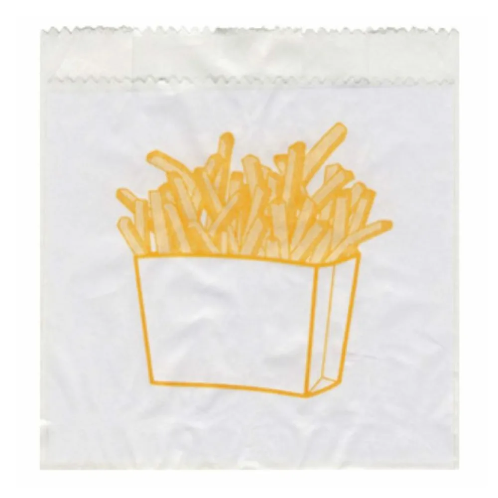 Pommes-Frites Beutel bedruckt, 100x50x110mm, mit Seitenfalten, 300 Stk. – Bild 2