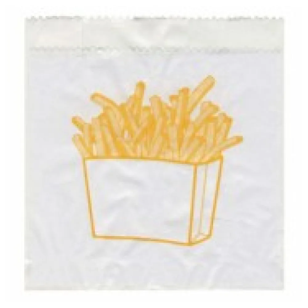 Pommes-Frites Beutel bedruckt, 100x50x110mm, mit Seitenfalten, 300 Stk.