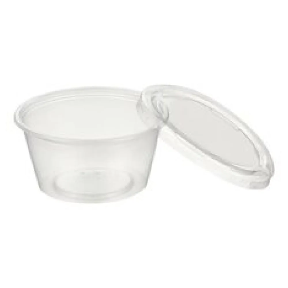 Dressingbecher Saucenbecher 80ml, transparent mit Deckel, aus PP, 50 Stk.