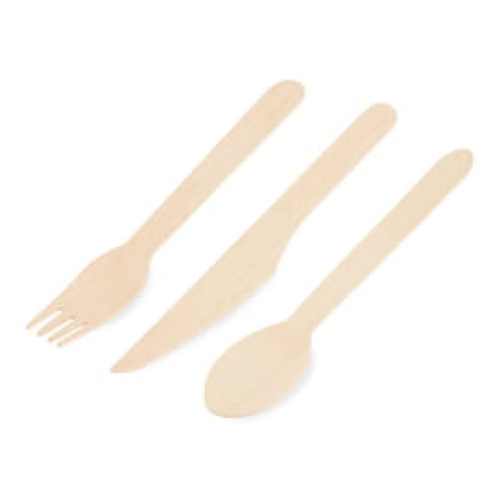 Bestecksets aus Holz biologisch abbaubar Gabeln Löffel Messer, 10 Stk.