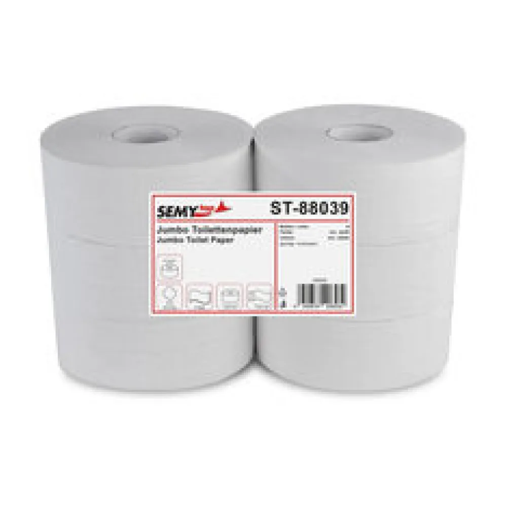 Jumbo Toilettenpapier 2-lagig Recyclingpapier Kerndurchmesser 7.6 cm, 6 Stk.
