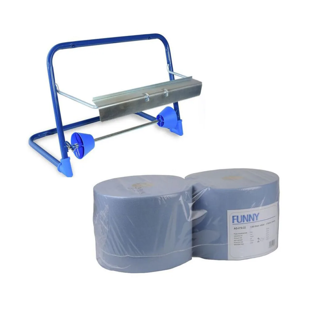 Wandhalter für Putztuchrollen inkl. 2 x 22cm breite 1000 Blatt Rollen – Bild 2