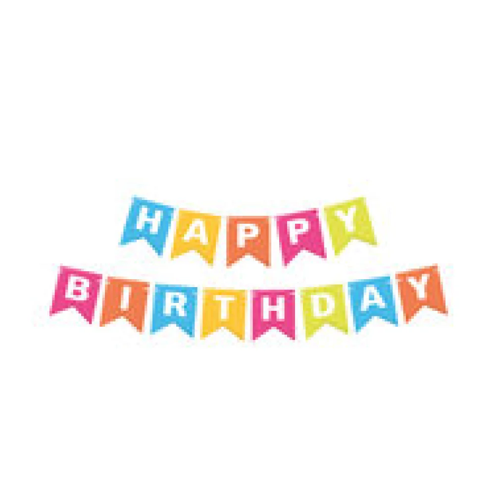 Papiergirlanden Geburtstag HAPPY BIRTHDAY bunt, 16 x 20 cm Buchstaben + 5m Band