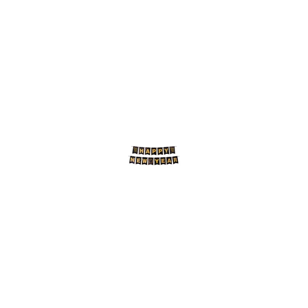 Girlande HAPPY NEW YEAR schwarz, 16 x 20 cm Buchstaben + 5m Band