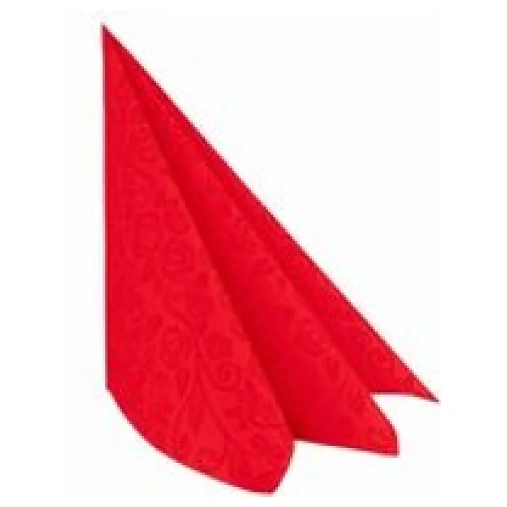 Servietten Airlaid 40x40cm, 1/4 -Falz, mit Rosenmuster, rot, 50 Stk. – Bild 3