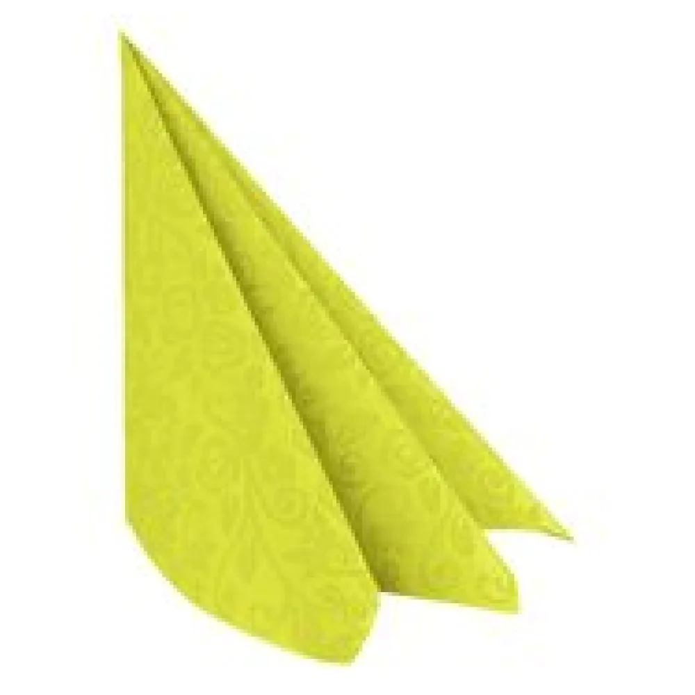Servietten Airlaid 40x40cm, 1/4 -Falz, mit Rosenmuster, gelbgrün, 50 Stk.