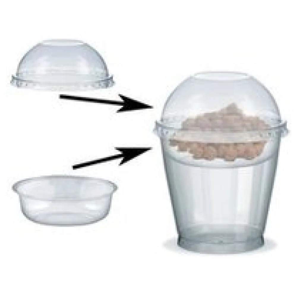 Feinkostbecher für Salat, Müsli, Joghurt mit Einsatz + Deckel 250 ml, 100 Stk. – Bild 3