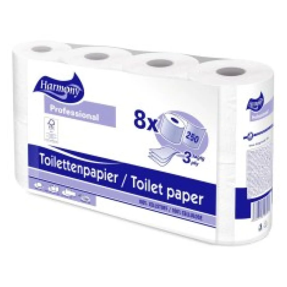 Toilettenpapier 3-lagig Harmony Professional 250 Blatt FSCR-zertifiziert, 8 Stk.