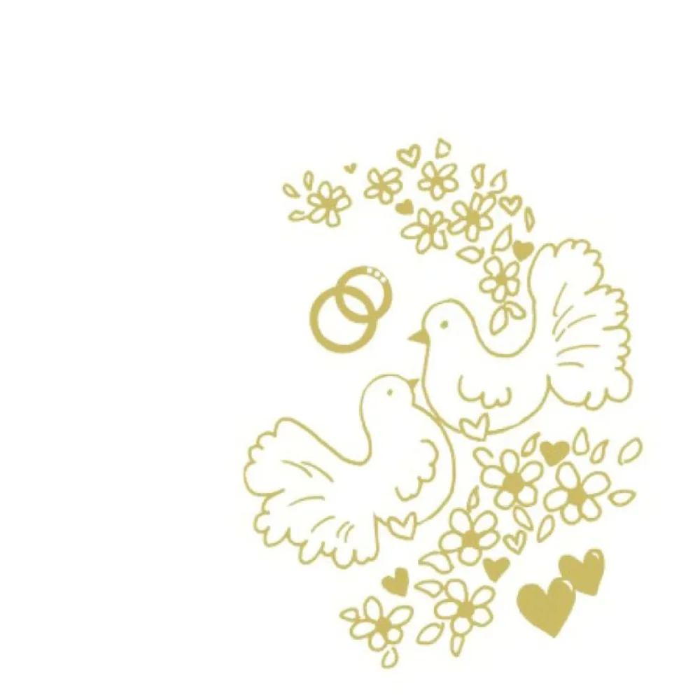 Motivservietten Airlaid 40 x 40 cm "Goldene Tauben + Ringe" Hochzeit, 50 Stk. – Bild 2