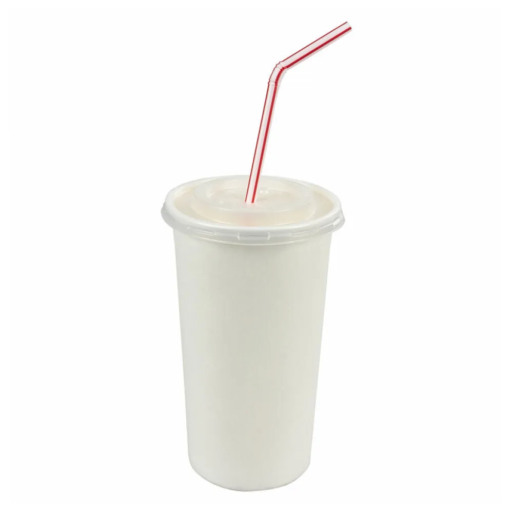 Pappbecher Getränkebecher weiß 500 600ml inkl. Deckel mit Kreuzschlitz 100 Stk. – Bild 2